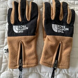 The North Face Black and Tan Fleece Gloves